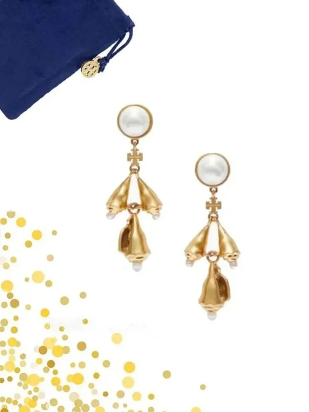 TORY BURCH Poetry of Things Pearl Shell Earrings NWOT